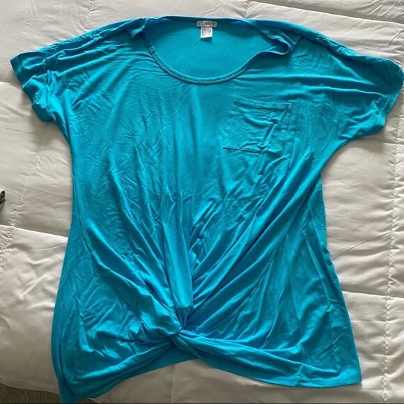 VENUS Tops - Pre-loved, VENUS Knot Teal Blue Tunic Shirt Top, Size Extra Large XL